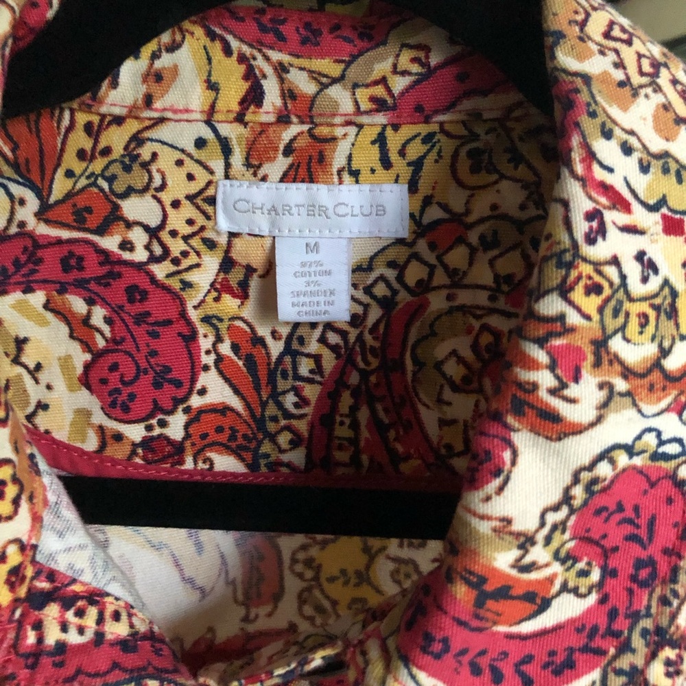 Charter Club Bold Colored Canvas Trucker Jacket/ Shacket Medium - Picture 8 of 9